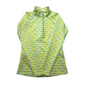 Sunice Womens Quarter Zip Golf Pullover Small Green Yellow Geometric Mock Neck T